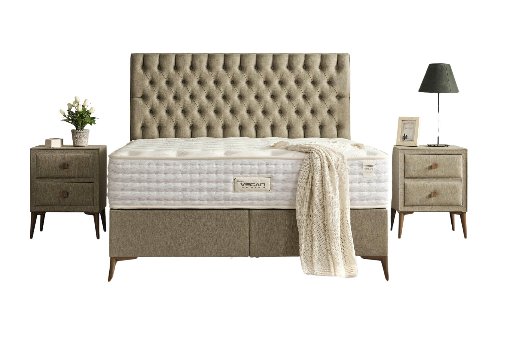 POLSTERBETT-SET Vegan 140x200 Grün - Bett inkl. Matratze - Grün, Metall (140/200cm) - Villa Möbel