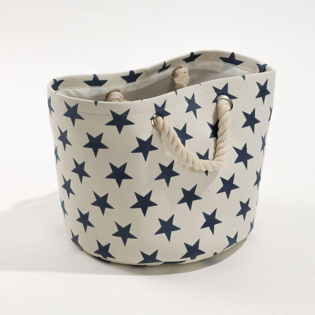 SET von 2 Leinwandkörben mit Sternenmuster - 28/28/24 cm - Weiß, Textil (28/28/24cm) - Calicosy