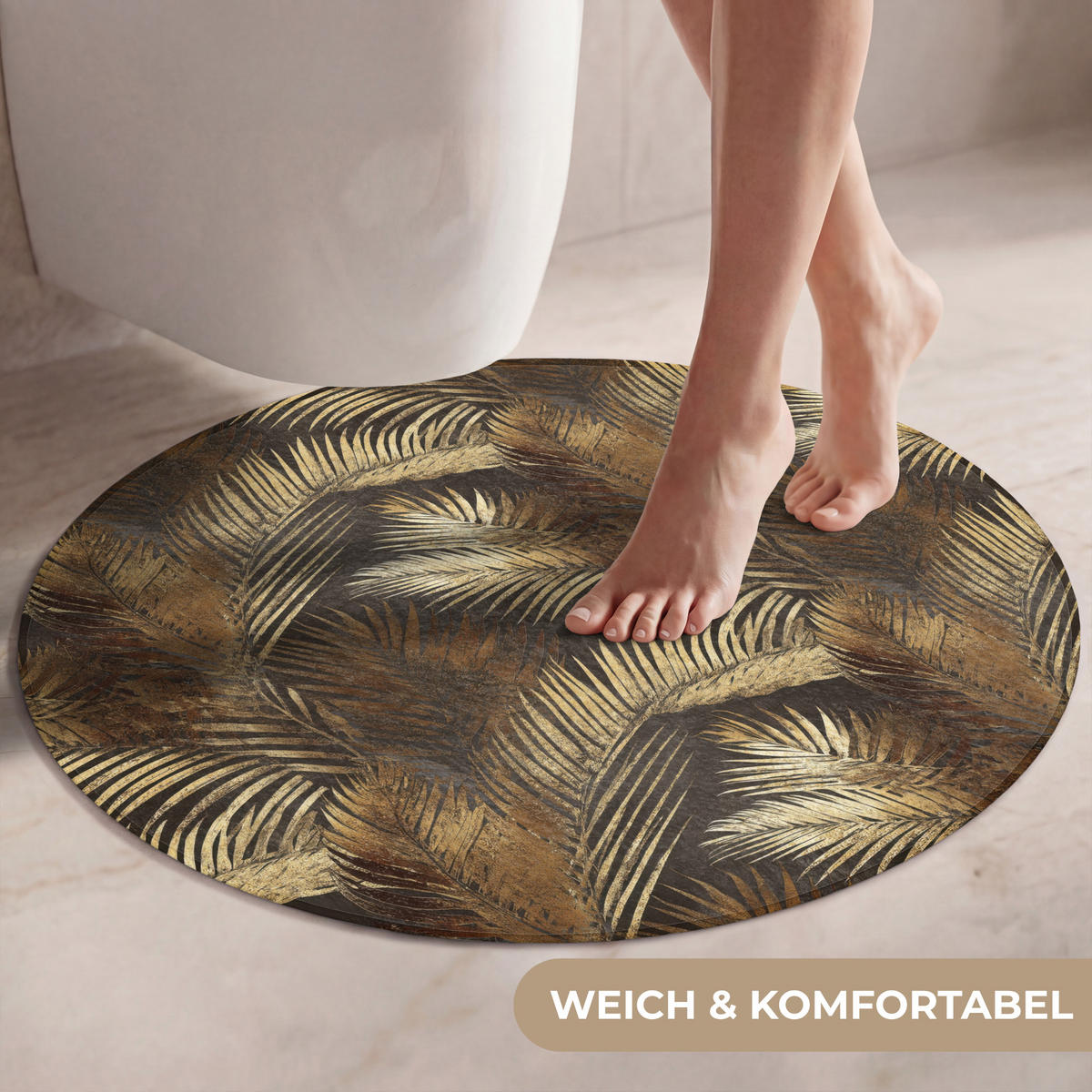 WC PŘEDLOŽKA Tropical - Listy - zlaté 70x70 cm - zlatá, textil/plast (70/1cm) - OnlyWow