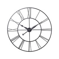 WANDUHR 80 cm Durchmesser Römischen-Ziffern Eisen Schwarz - Dunkelgrau, Metall (80/1/80cm) - Livingandhome