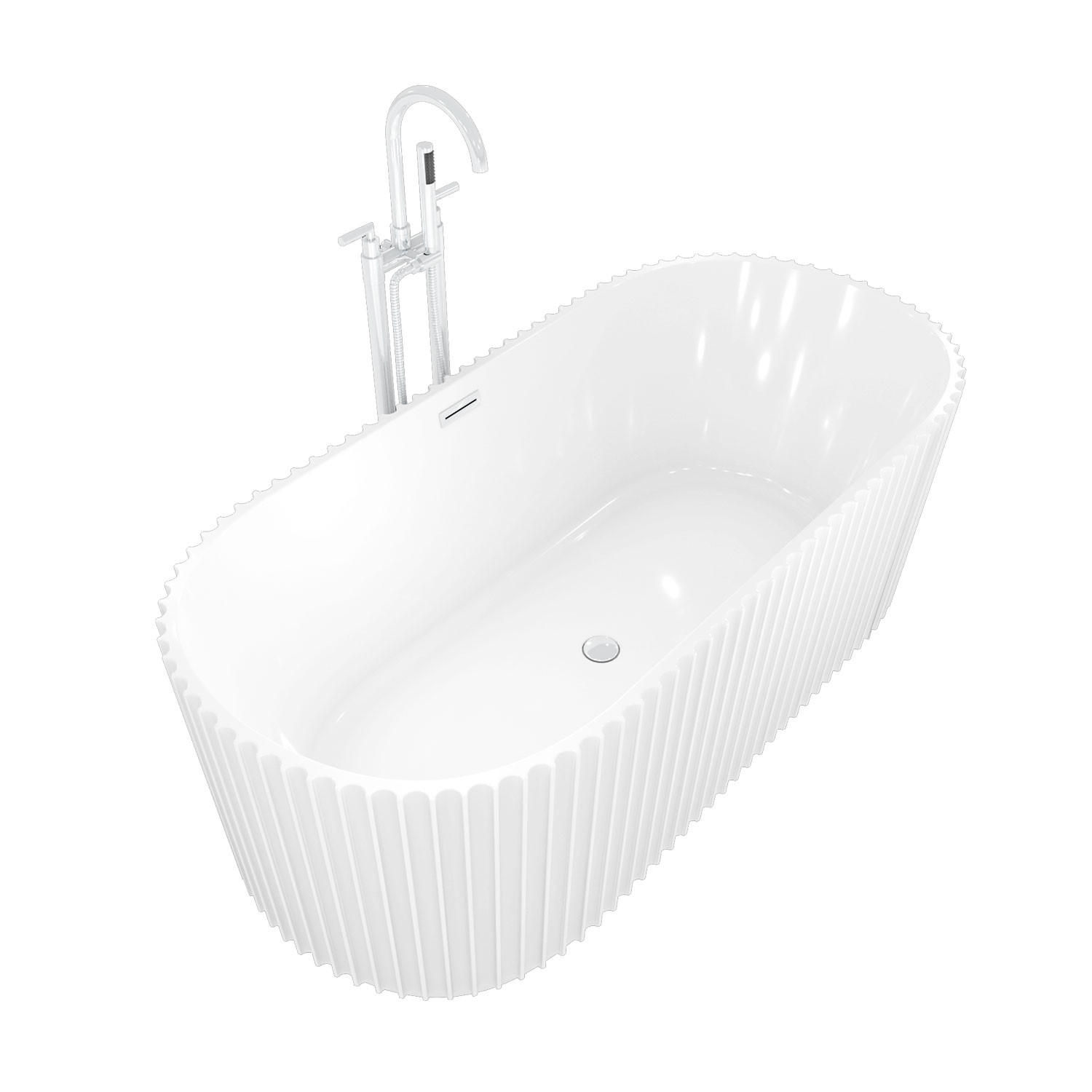 BADEWANNE freistehend F08 Armatur AF03 - Weiß, Glas/Kunststoff (80/58/170cm) - AcquaVapore by Sandra Jentho