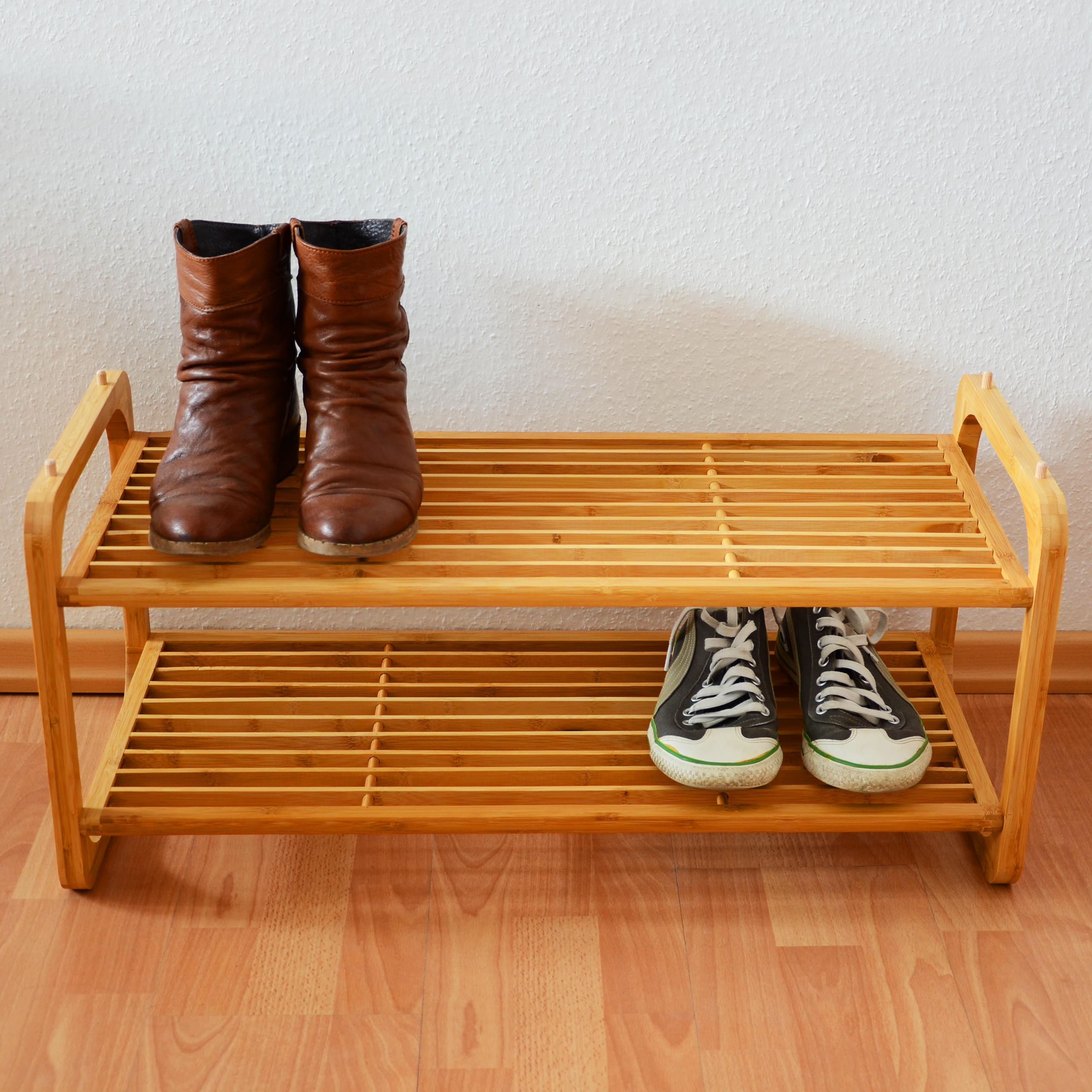 SCHUHREGAL - Hellbraun, Holz (75/33/33cm) - Relaxdays
