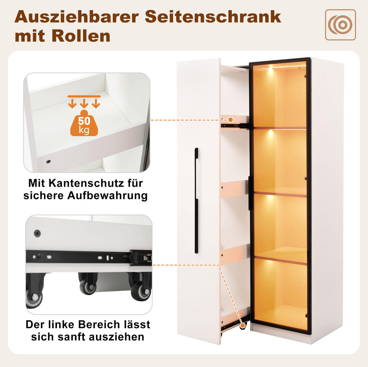 VITRINE 70/40/160 cm Weiß aus MDF mit LED-Beleuchtung - Weiß, Holzwerkstoff (40/160/70cm) - OKMYHOME