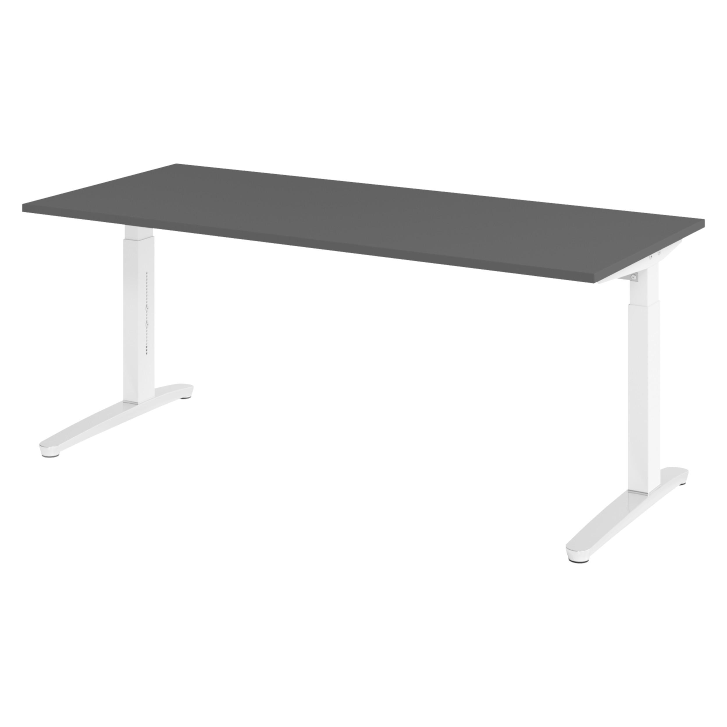 bümö SCHREIBTISCH Graphit, Weiß 180cm × 80cm × 74cm