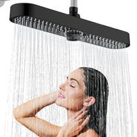 DUSCHKOPF Regendusche 19 Zoll Schwarz 3 Duschmodi - Schwarz, Kunststoff (8.8/12.7/20cm)