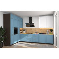 L-FORM KÜCHENZEILE Bari (16-tlg) Lava / Pastellblau - Signalweiß - Blau, Holzwerkstoff/Metall (347/243/202cm) - Feldmann-Wohnen