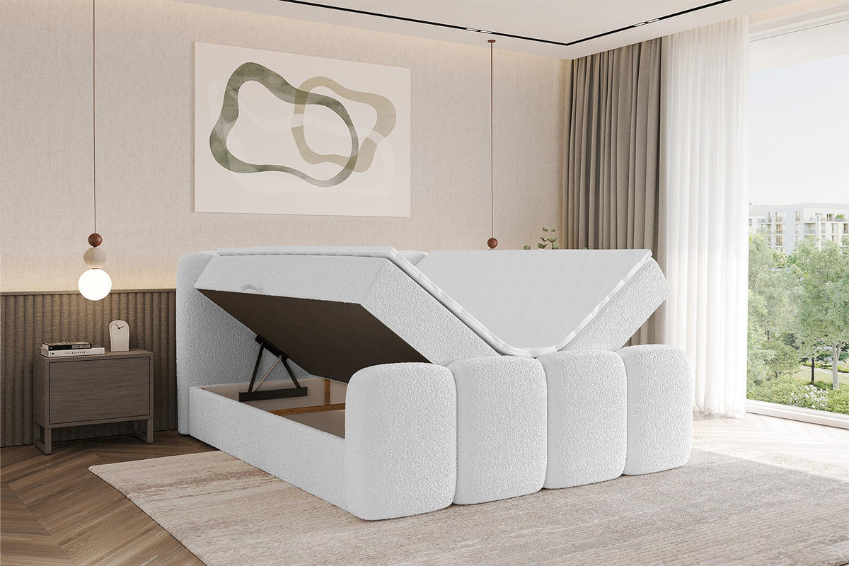 BOXBETT mit Matratze H4 und Lattenrost - NINA-Z - 120x200 cm - Weiß - Weiß, Holzwerkstoff (120/200cm)