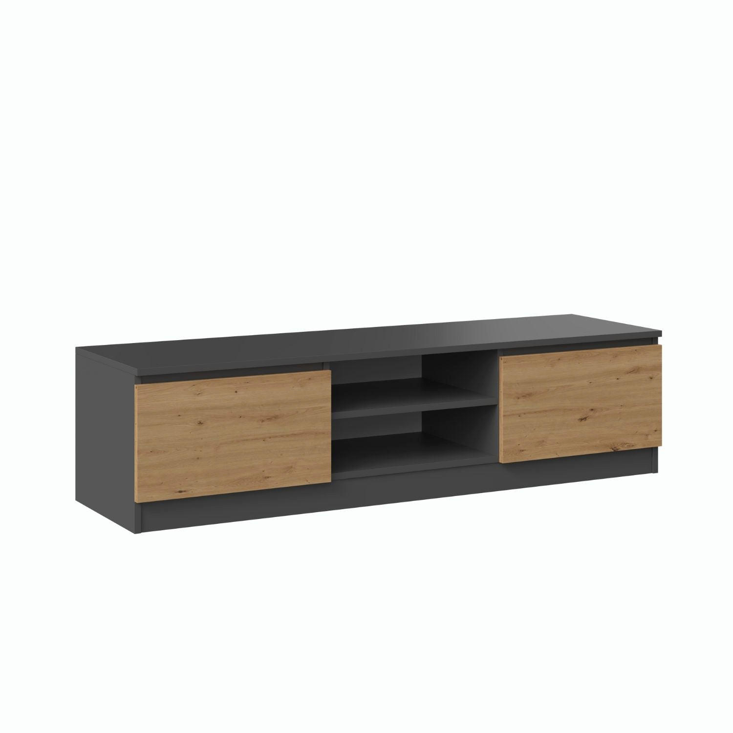 TV Lowboard Frank - Anthrazit/Eiche Artisan, Holzwerkstoff (140/36/40cm) - kommodly