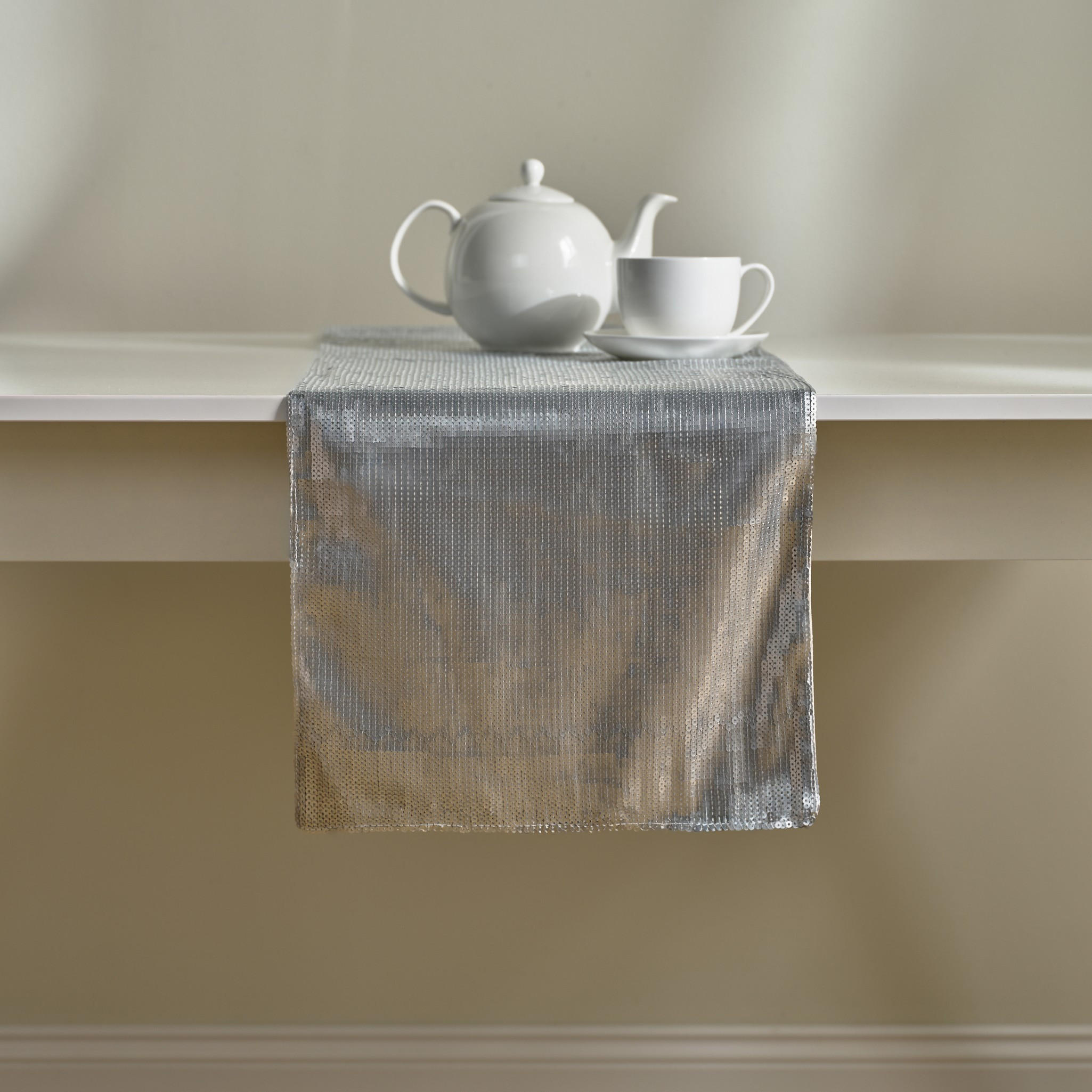 TISCHLÄUFER Exelent - Silberfarben, Textil (180/35/1cm) - home&you