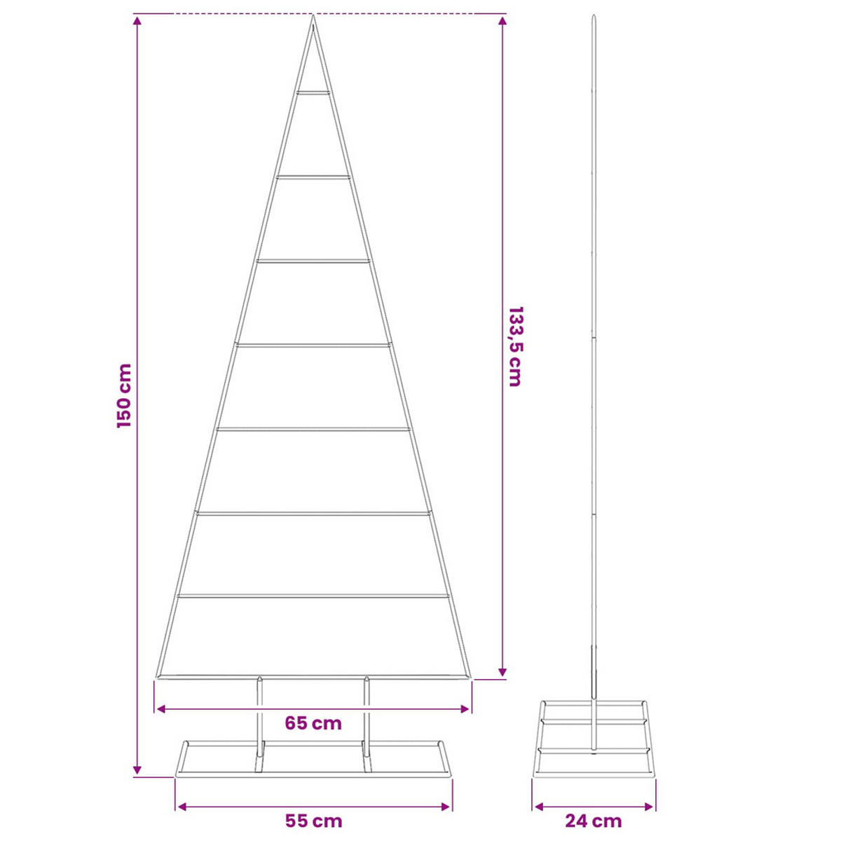 WEIHNACHTSBAUM Metall 65/24/150 Cm Gold Stahl - Goldfarben, Metall (150cm) - vidaXL