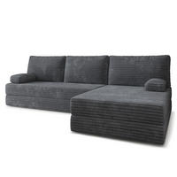 ECKSOFA ANKO modulares Boneless Sofa mit Schlaffunktion Grau Kordstoff - Dunkelgrau, Textil (270/160cm) - MASSENO