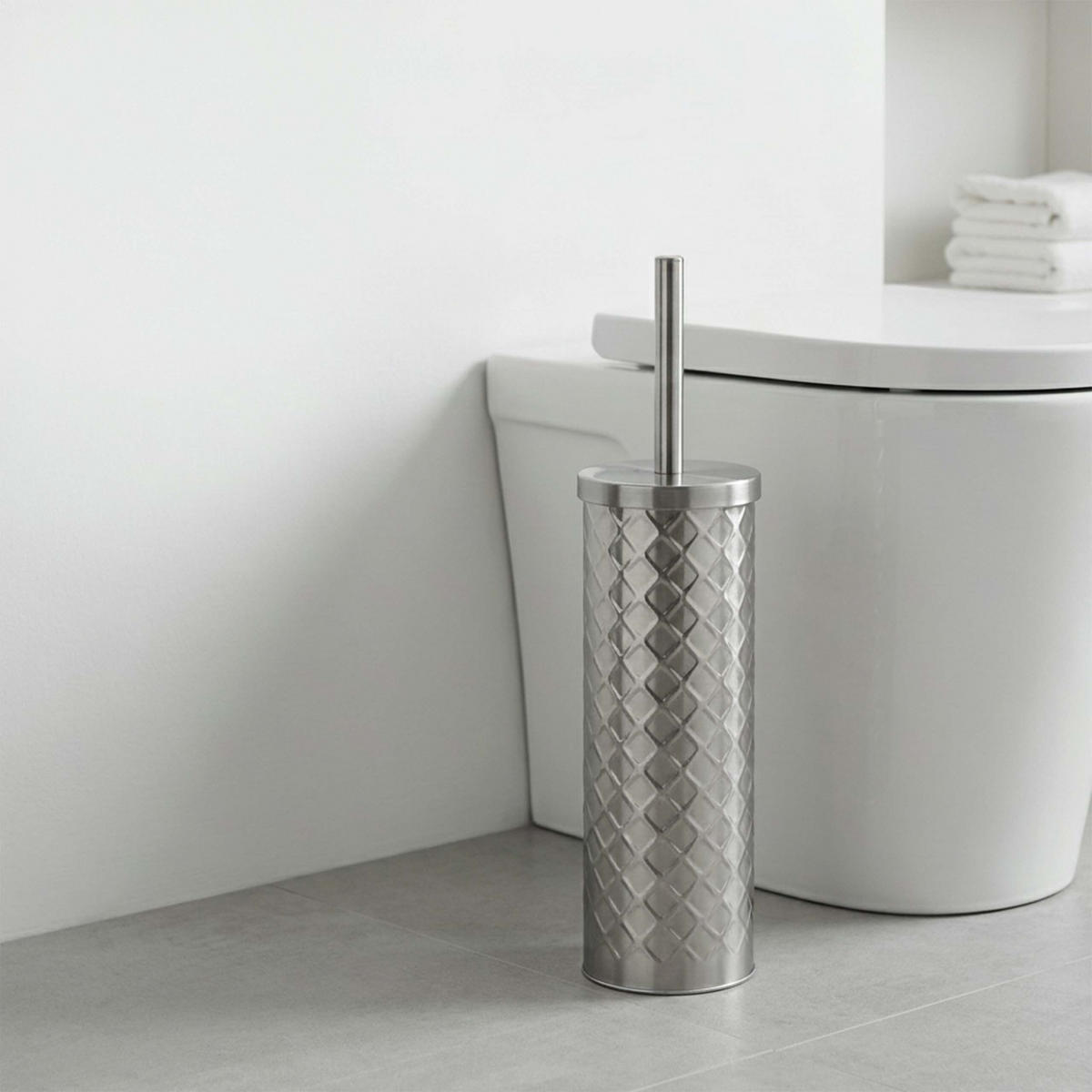 WC-BÜRSTE - Silberfarben, Kunststoff/Metall (9.5/38/9.5cm) - Relaxdays