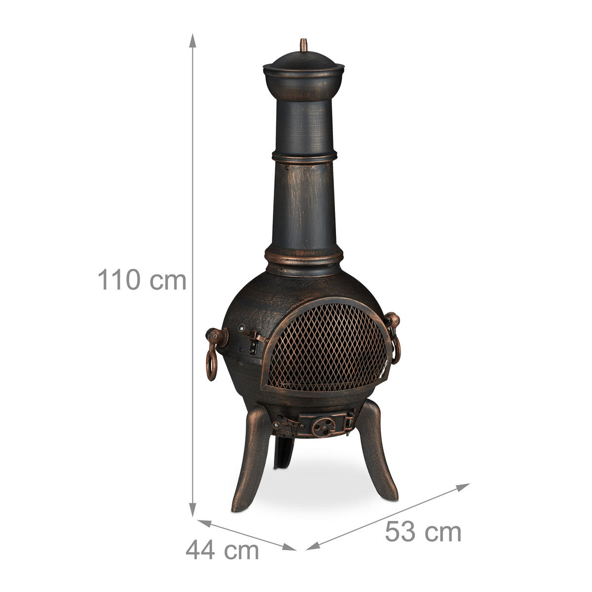 TERRASSENOFEN - Dunkelbraun, Metall (53/110/44cm) - Relaxdays