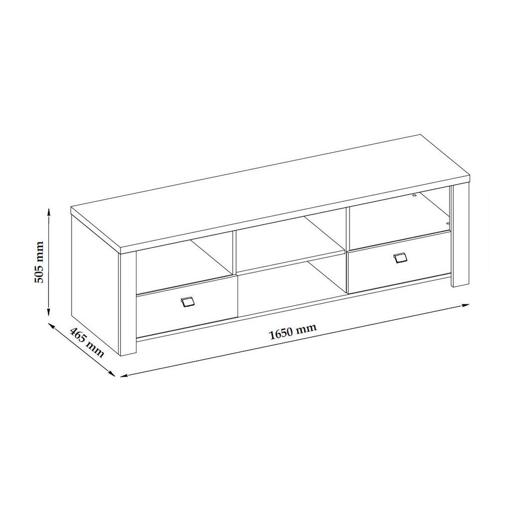 Thumbnail - Feldmann-Wohnen Lowboard, Grau, Braun, Holz, 4 Fächer, 2 Schubladen, Rechteckig, 165x50x57 cm, Wohnzimmer, Wohnwände, Lo...