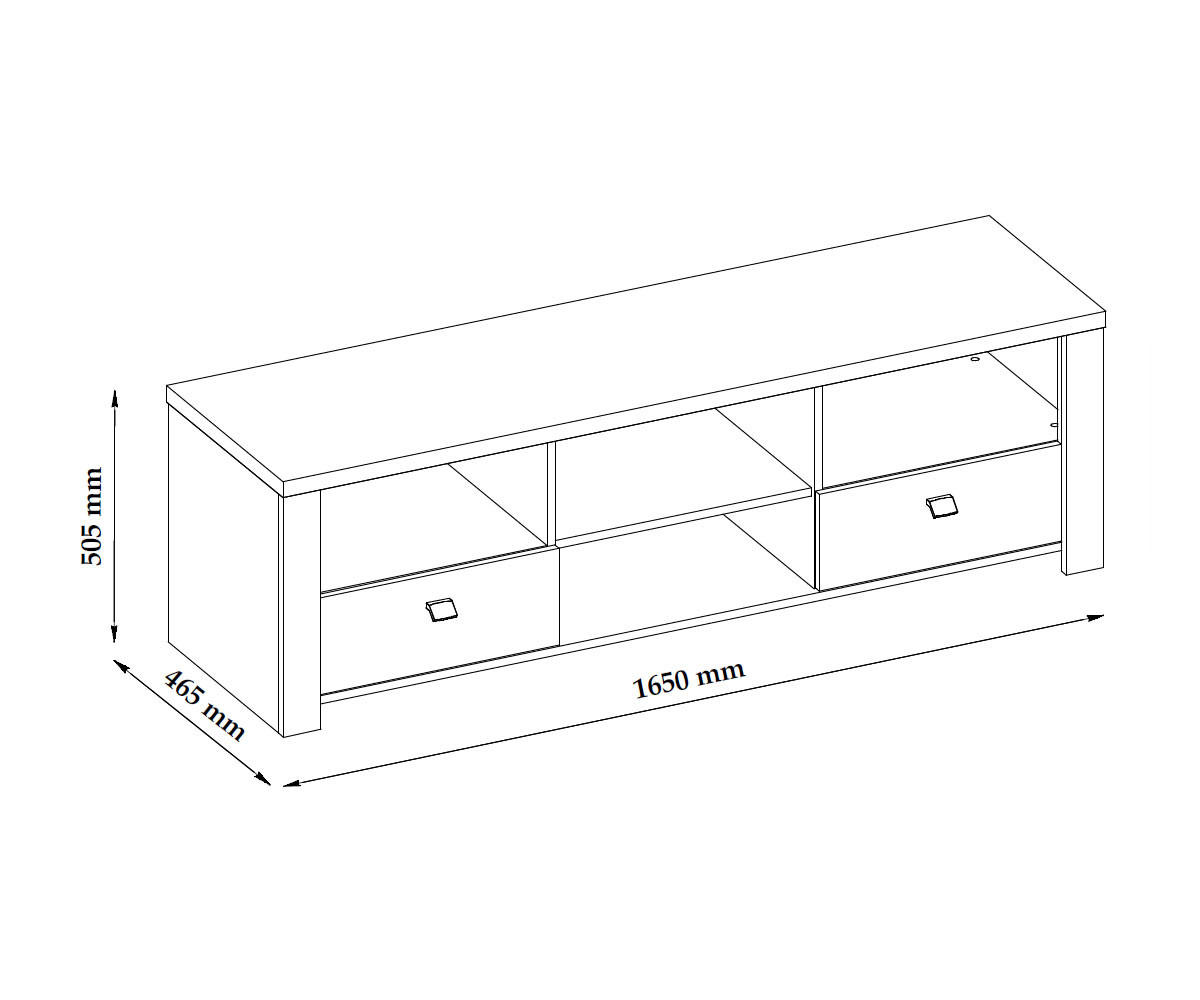 Thumbnail - Feldmann-Wohnen Lowboard, Grau, Eiche, Holz, 4 Fächer, 2 Schubladen, Rechteckig, 165x50x57 cm, Wohnzimmer, Wohnwände, Lo...