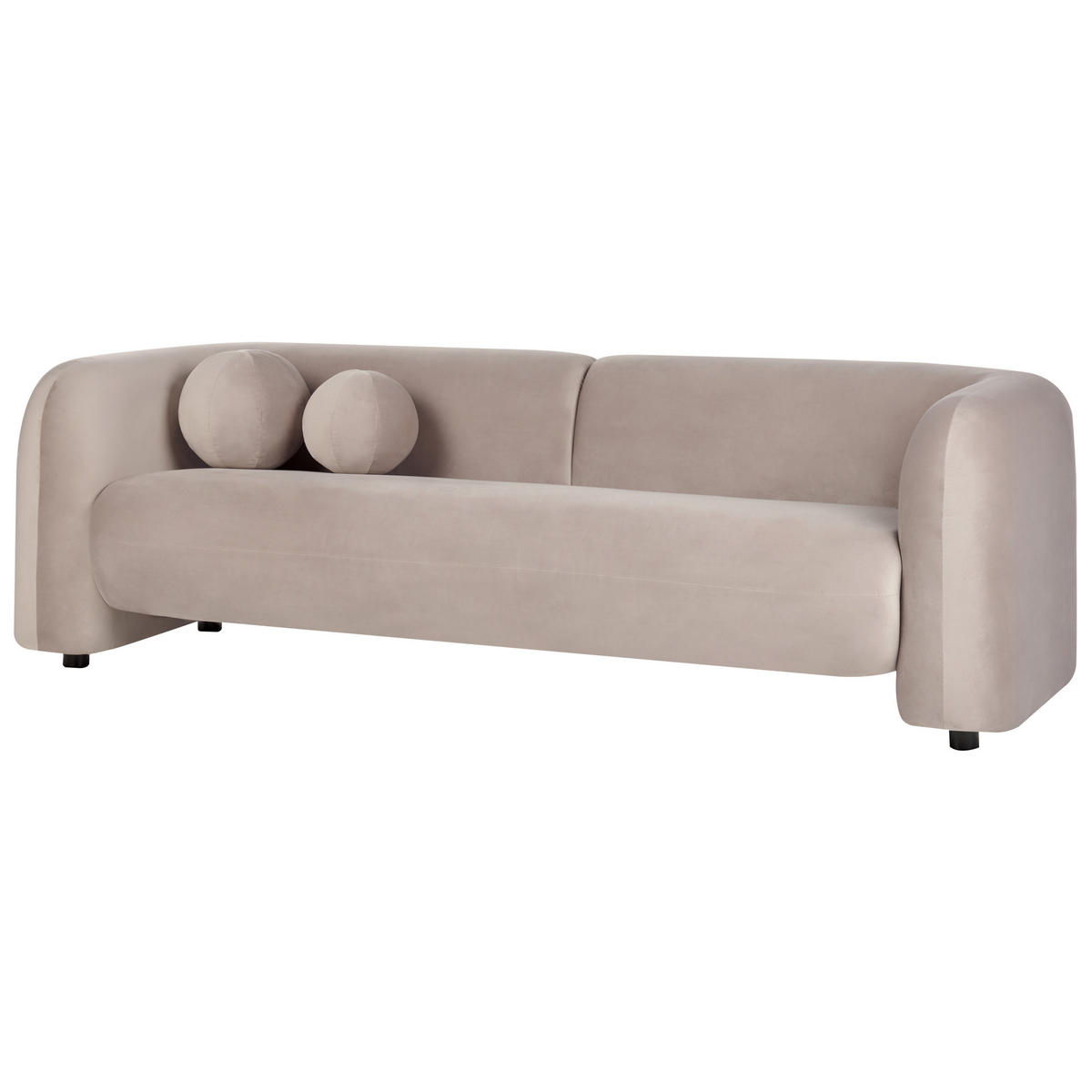 3-SITZER-SOFA Samtstoff taupe Leiren - Beige, Textil (224/73/83cm) - Beliani
