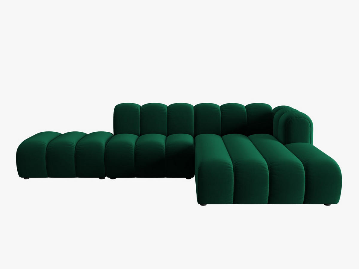 ECKSOFA modular rechts Lupine aus Samt flaschengrün 5 Sitzplätze - Dunkelgrün, Textil (177/299cm) - Micadoni