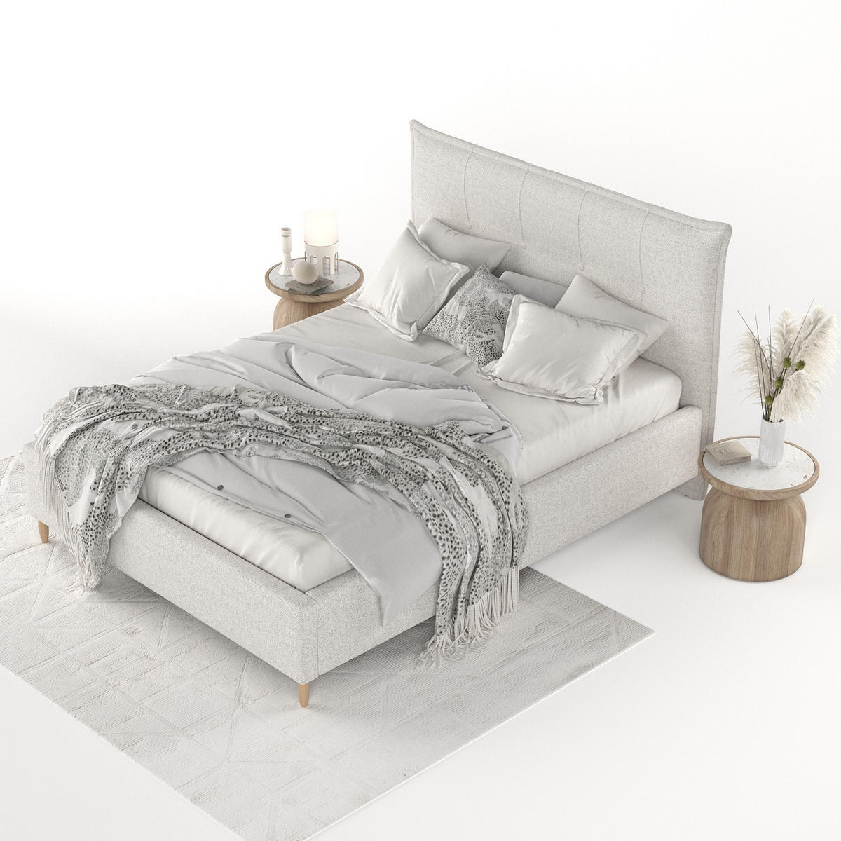 POLSTERBETT Plaza 120/200 cm Hellbeige im Riva Stoff - Beige/Naturfarben, Holz/Holzwerkstoff (120/200cm) - AltaBeds