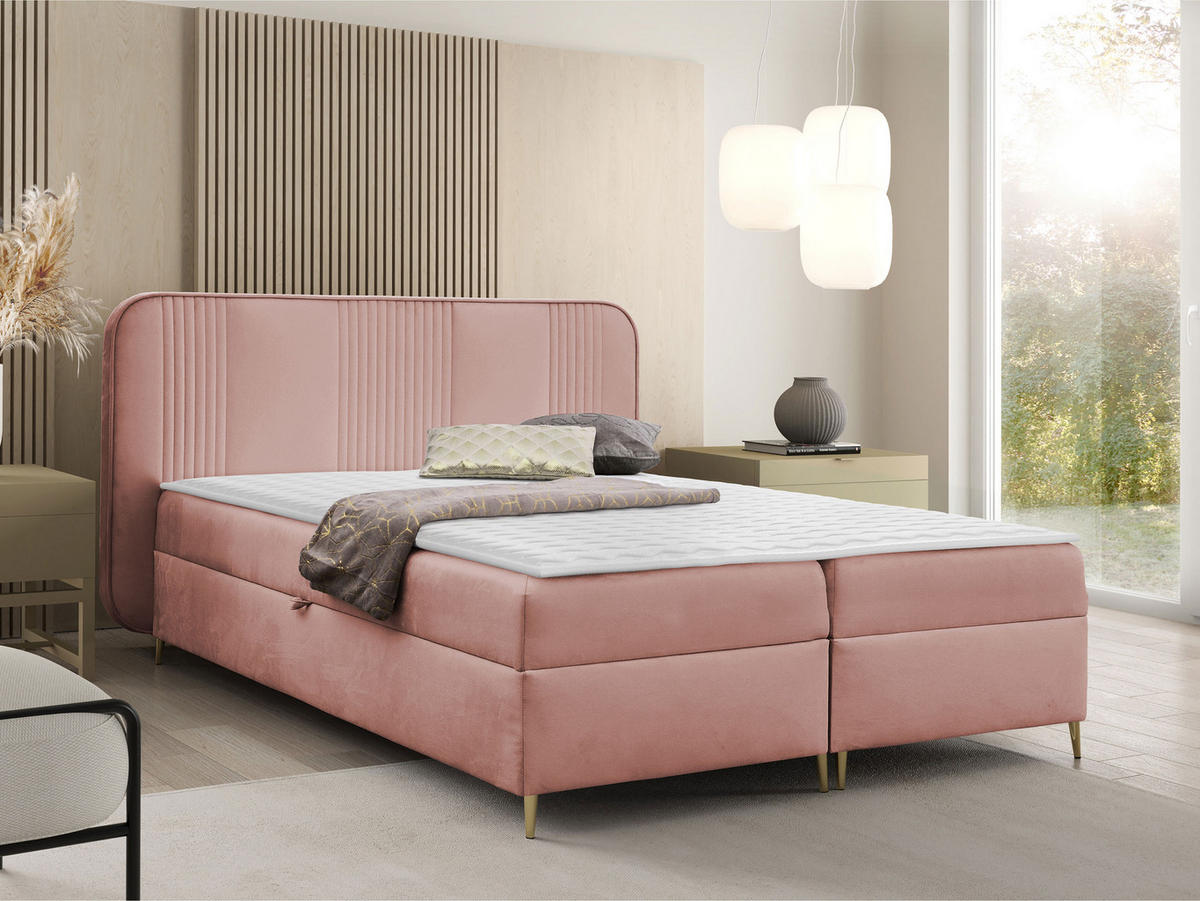 BOXBETT Fandy - Goldfarben/Rosa, Holz/Textil (120/200cm) - MIRJAN24