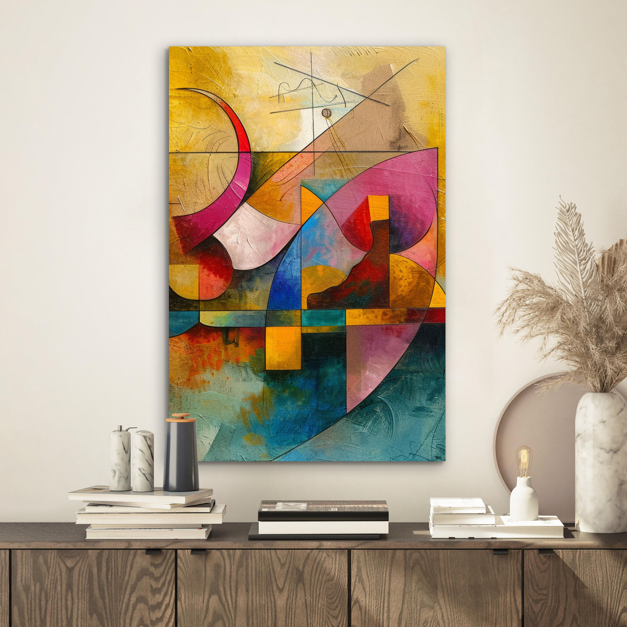 METALLBILD Kunst - Abstrakt - Modern 40x60 cm - Gelb, Metall (40/60cm) - MuchoWow