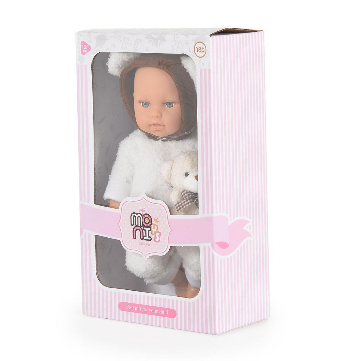 KINDERPUPPE Bear und Baby white 30 cm, Kuscheltier, Schnuller, beweglicher Körper, ab 18 Monaten - Weiß, Kunststoff (16/8/30cm) - Moni
