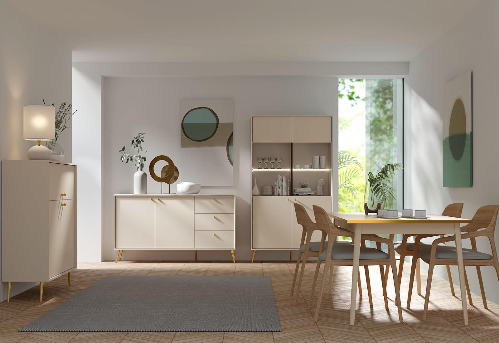 VITRINE Socci - Beige, Holzwerkstoff (41/106/191cm) - Fedve