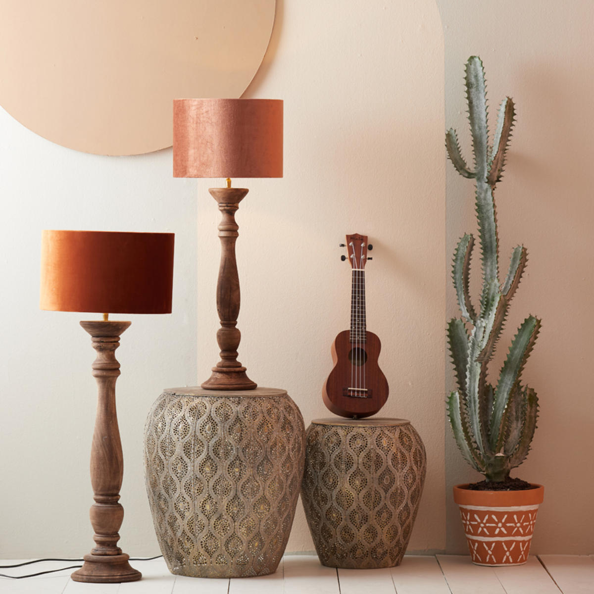 LAMPENSCHIRM Edelstein Orange Ø25/18 cm - Orange, Textil (25/25/18cm) - Light & Living