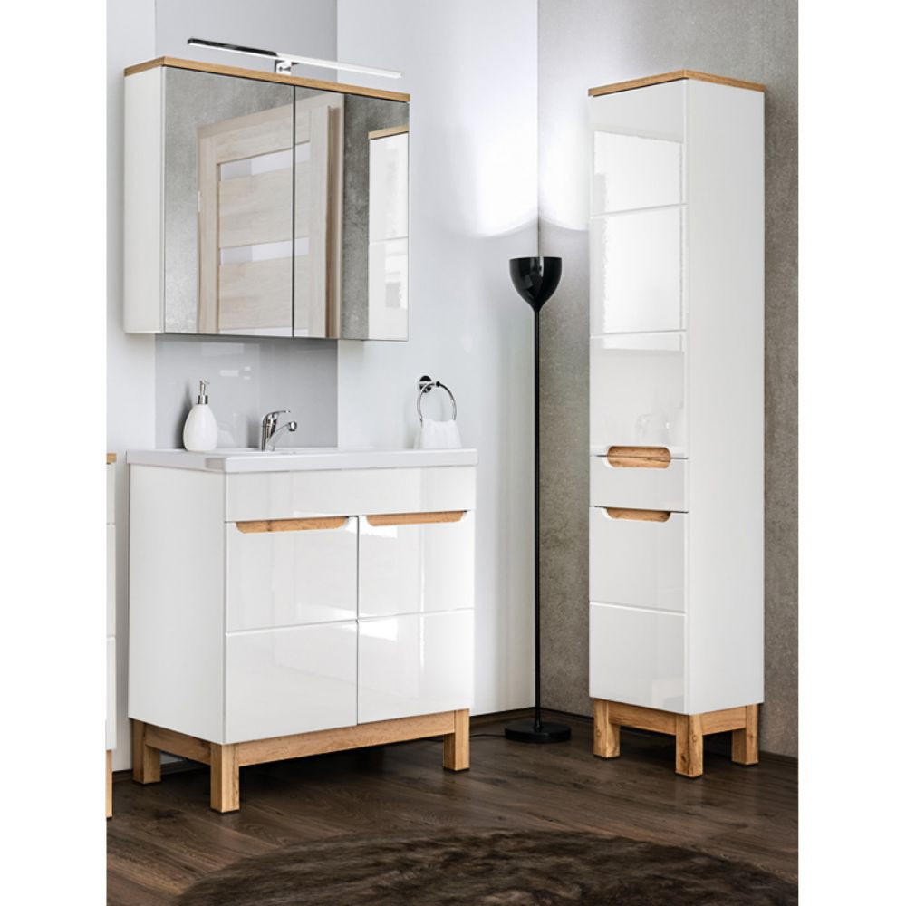 Lomado Badmöbel-Set Weiß 130x200x46 cm