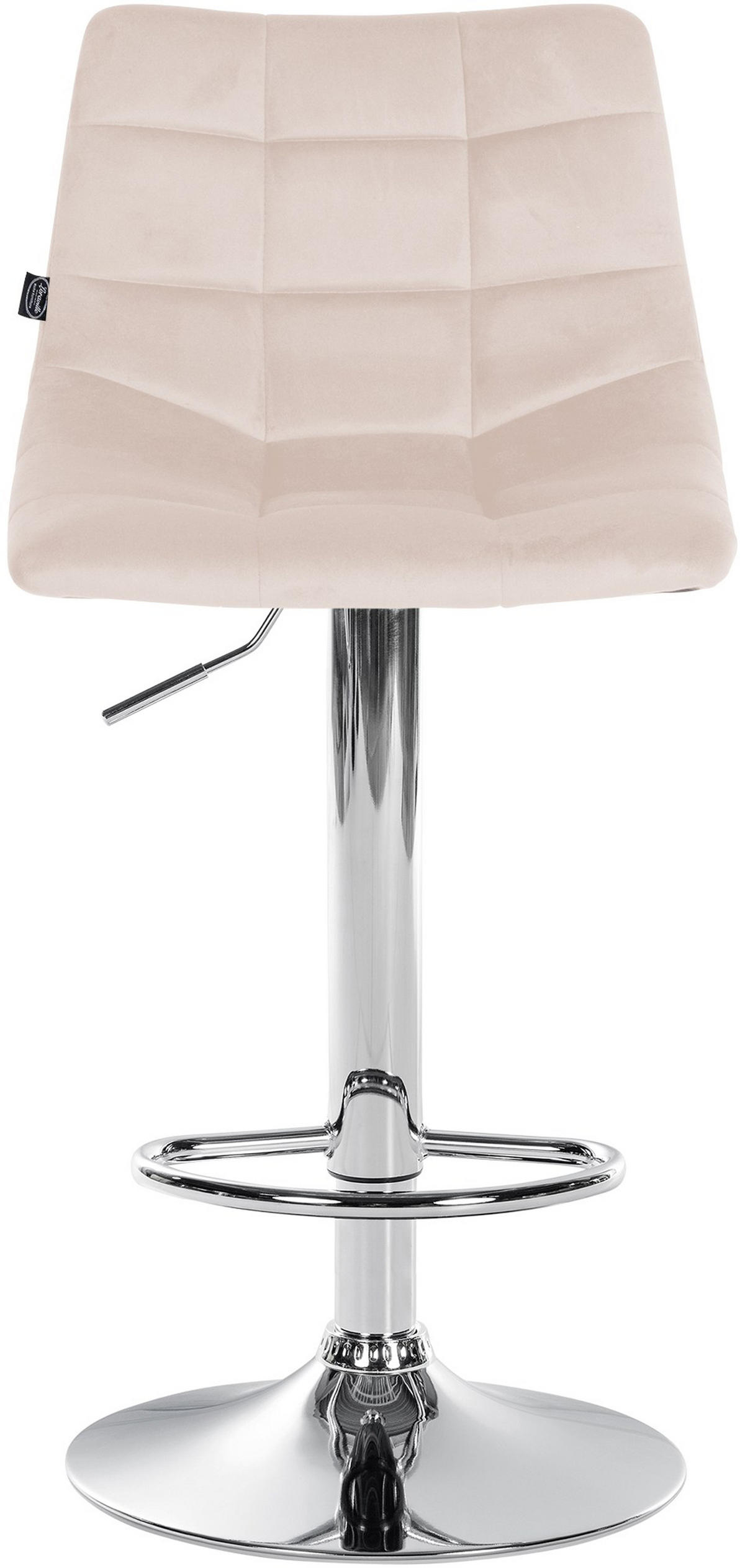 BARHOCKER 2er Set James Samt chrom beige - Chromfarben/Naturfarben, Textil/Metall (43/108.5/46.5cm) - TPFLiving