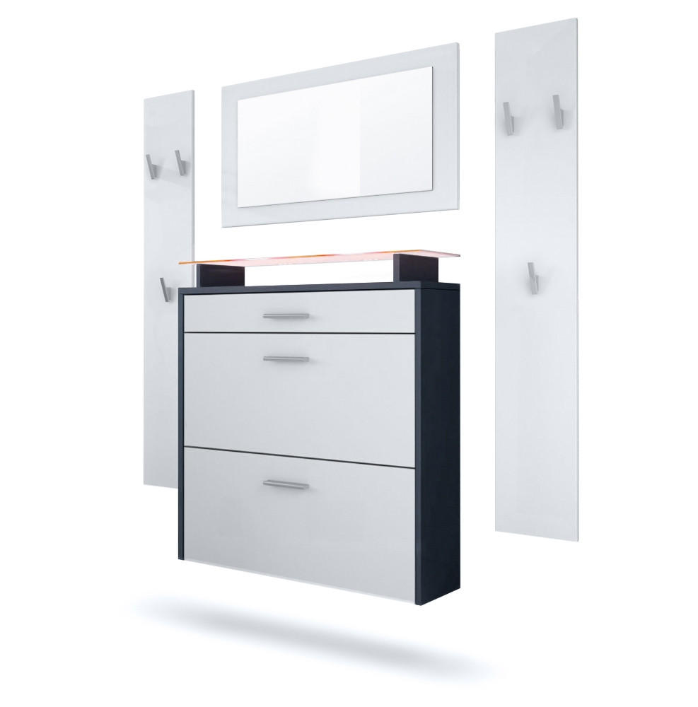 Vladon Garderobe Weiß 180x180x23 cm