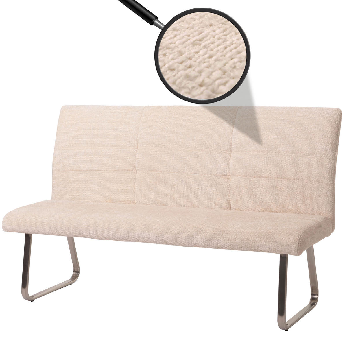 SITZBANK Cremeweiß - Weiß, Textil (160/100/65cm) - MCW