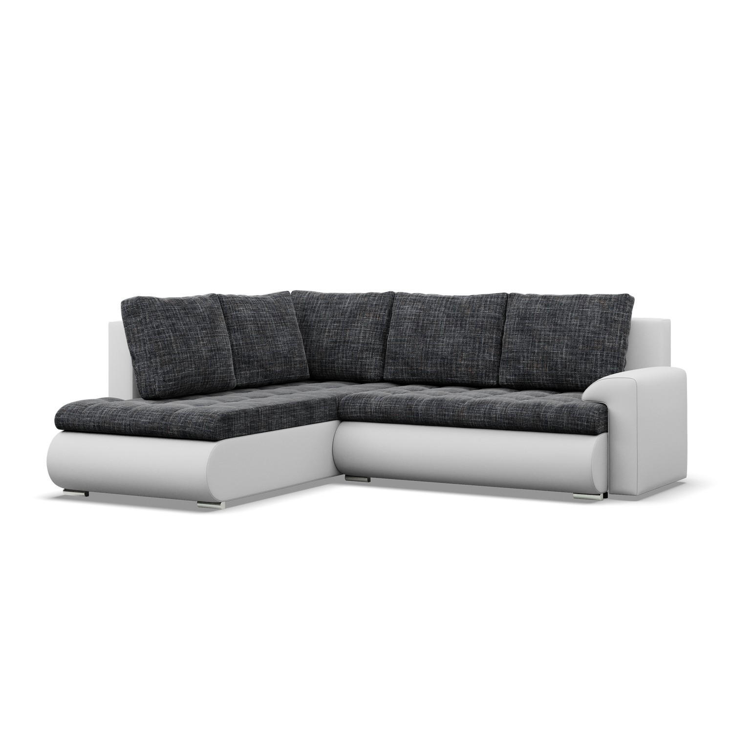 ECKSOFA LINKS MIT SCHLAFFUNKTION FORESTA, Schwarz + Grau - Schwarz/Grau, Textil (230/200cm) - Mebligo