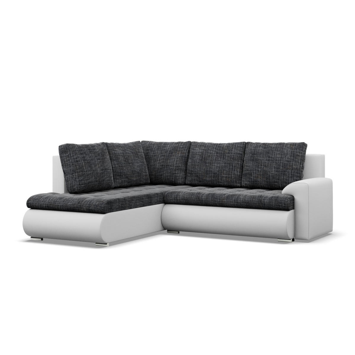 ECKSOFA LINKS MIT SCHLAFFUNKTION FORESTA, Schwarz + Grau - Schwarz/Grau, Textil (230/200cm) - Mebligo