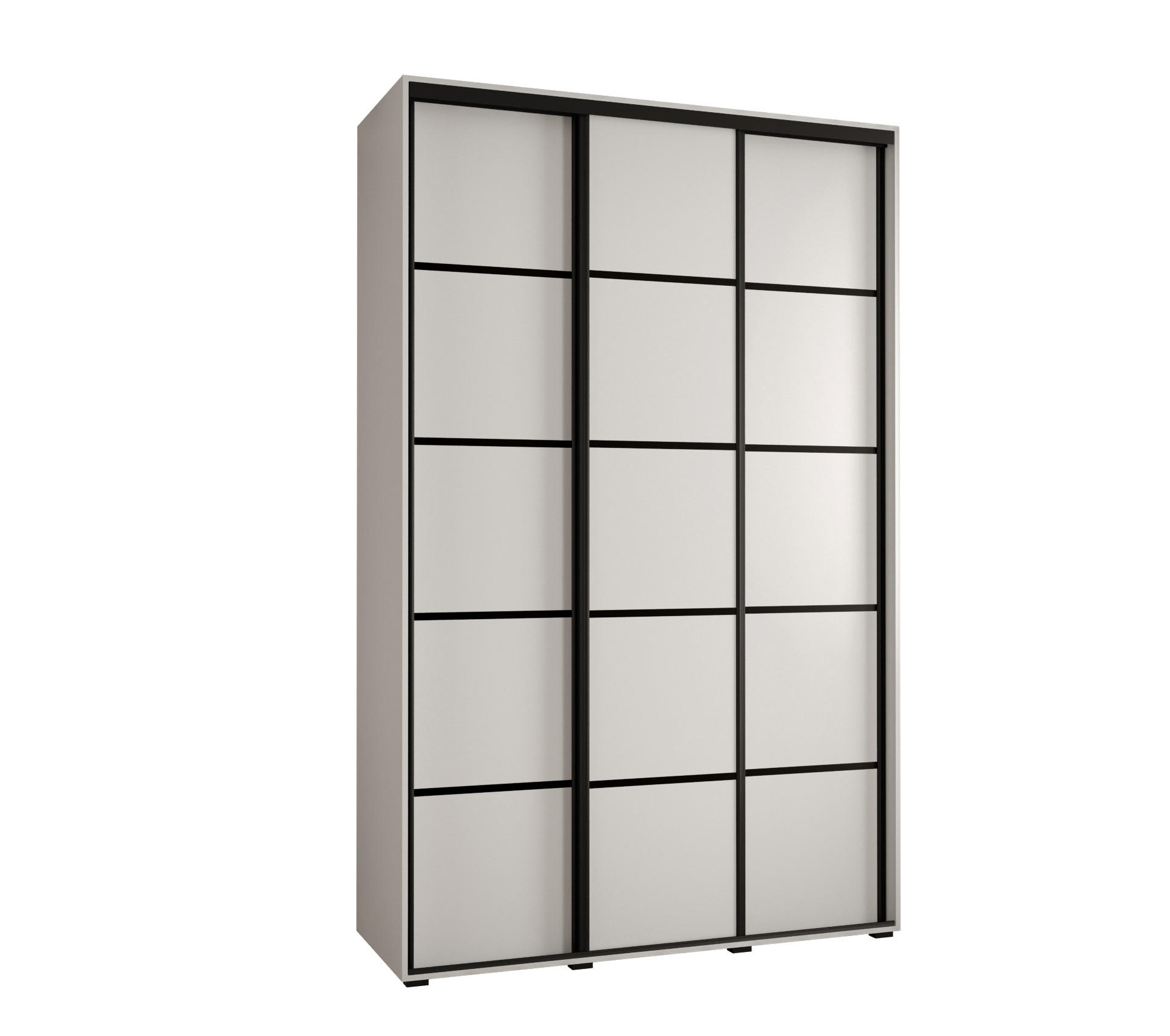 Abiks Möbel Schwebetürenschrank Weiß, Weiß, Schwarz 150x235x60 cm