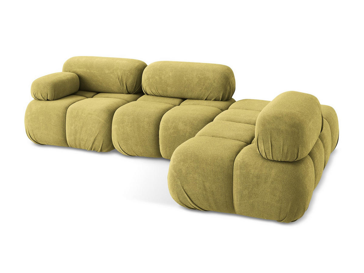 ECKSOFA Rechts Chenille Stoff Grün - Limette/Schwarz, Kunststoff/Textil (285/190cm) - Makamii