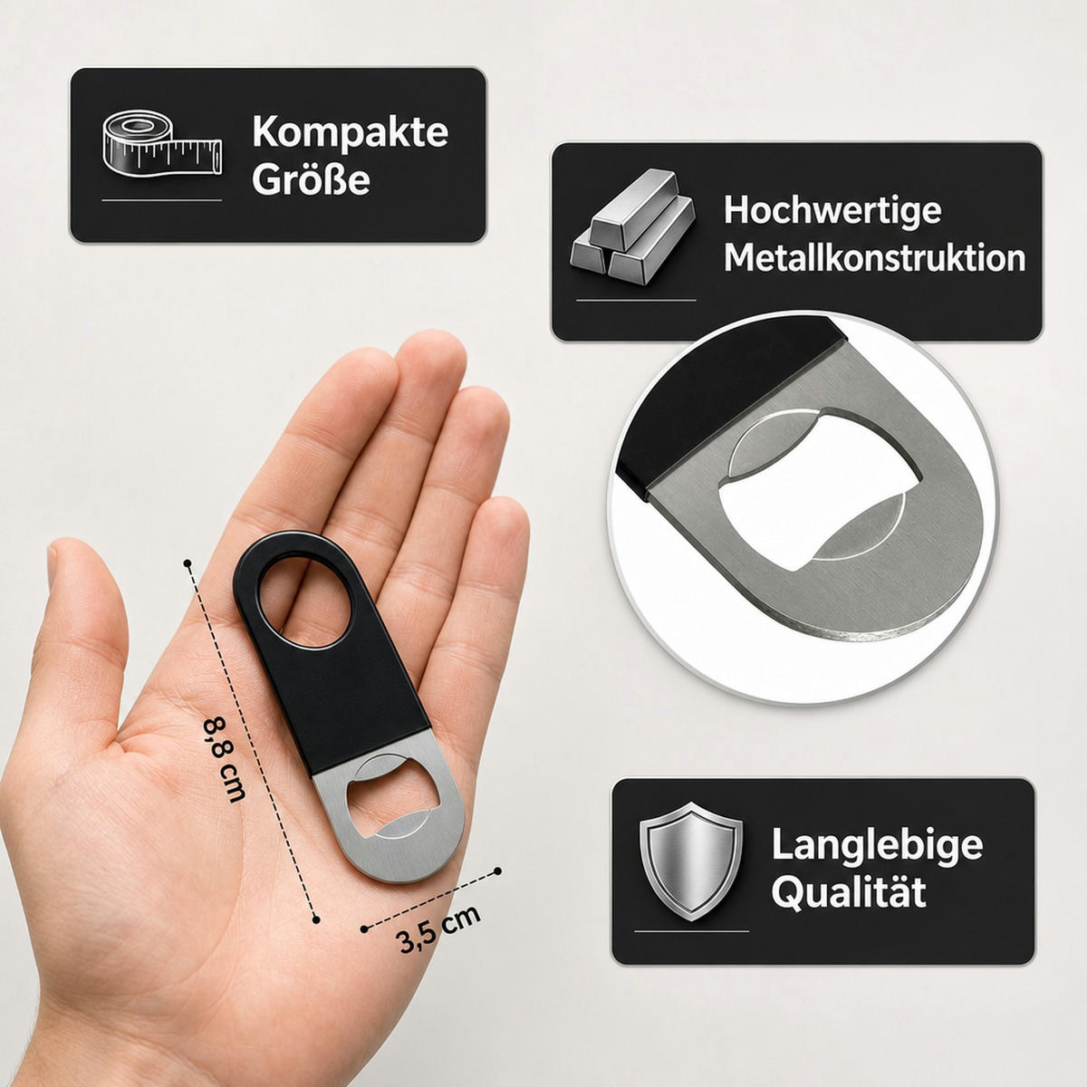 FLASCHENÖFFNER - Schwarz, Metall (0.4cm) - ich-zapfe