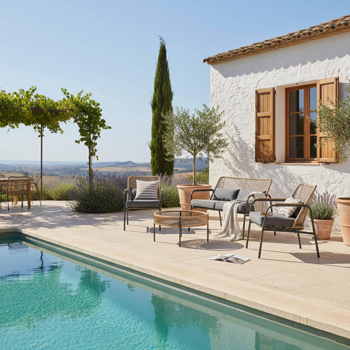 GARTENMÖBEL 4-Sitzer, Braun - Braun, Holzwerkstoff - Oviala