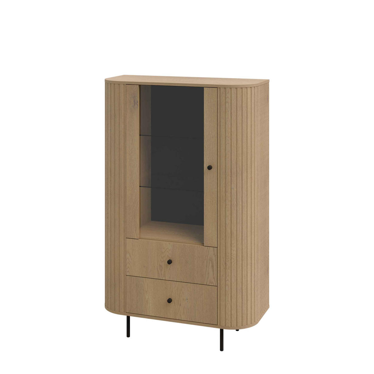 VITRINE BOLLA 155 / 97,4 cm in Eichefarben - Eichefarben, Holzwerkstoff (97.4/155/42.3cm) - MASSENO