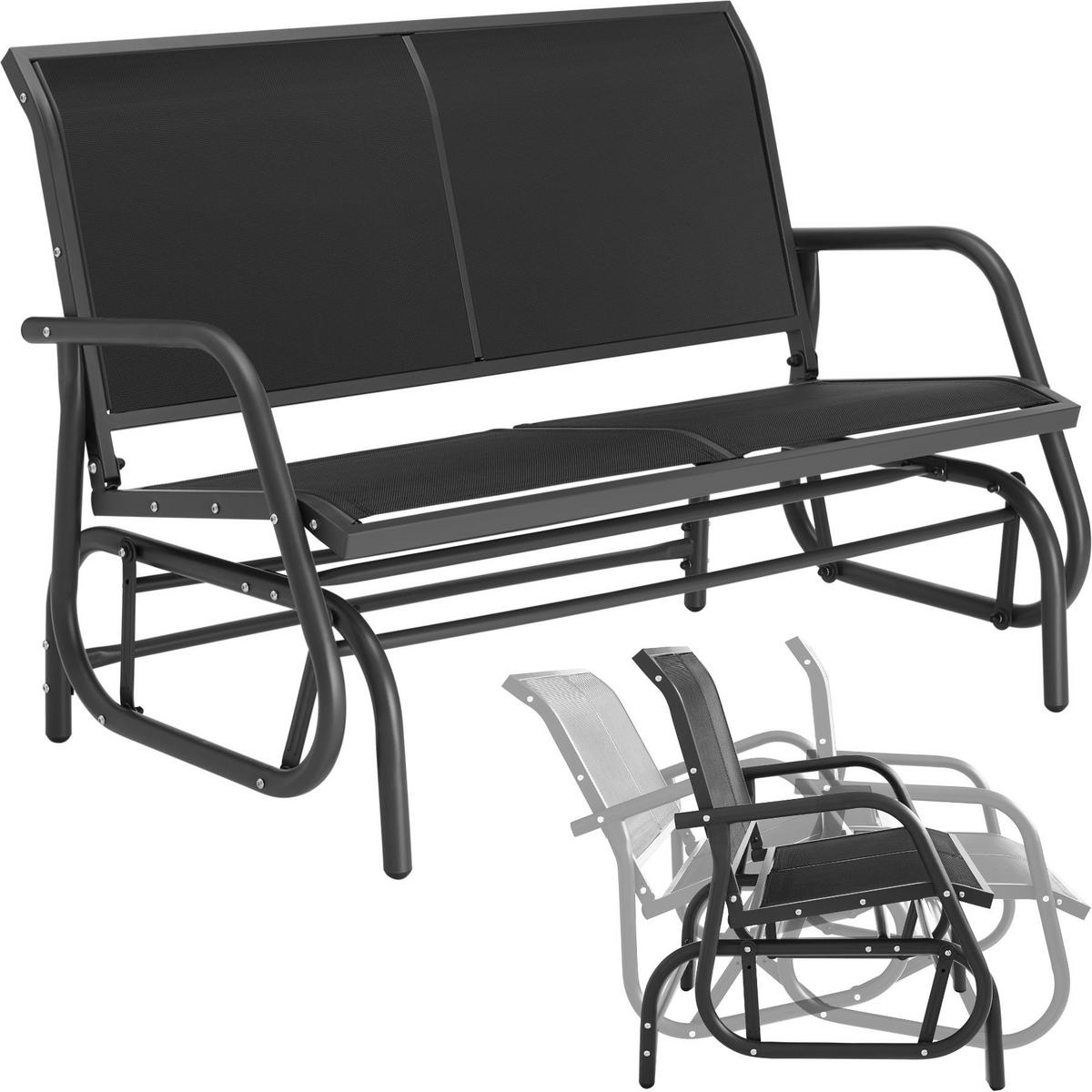 SCHAUKELBANK Greta,121 x 72 x 86,5 cm,schwarz - Schwarz, Metall (72/86.5/121cm) - tectake
