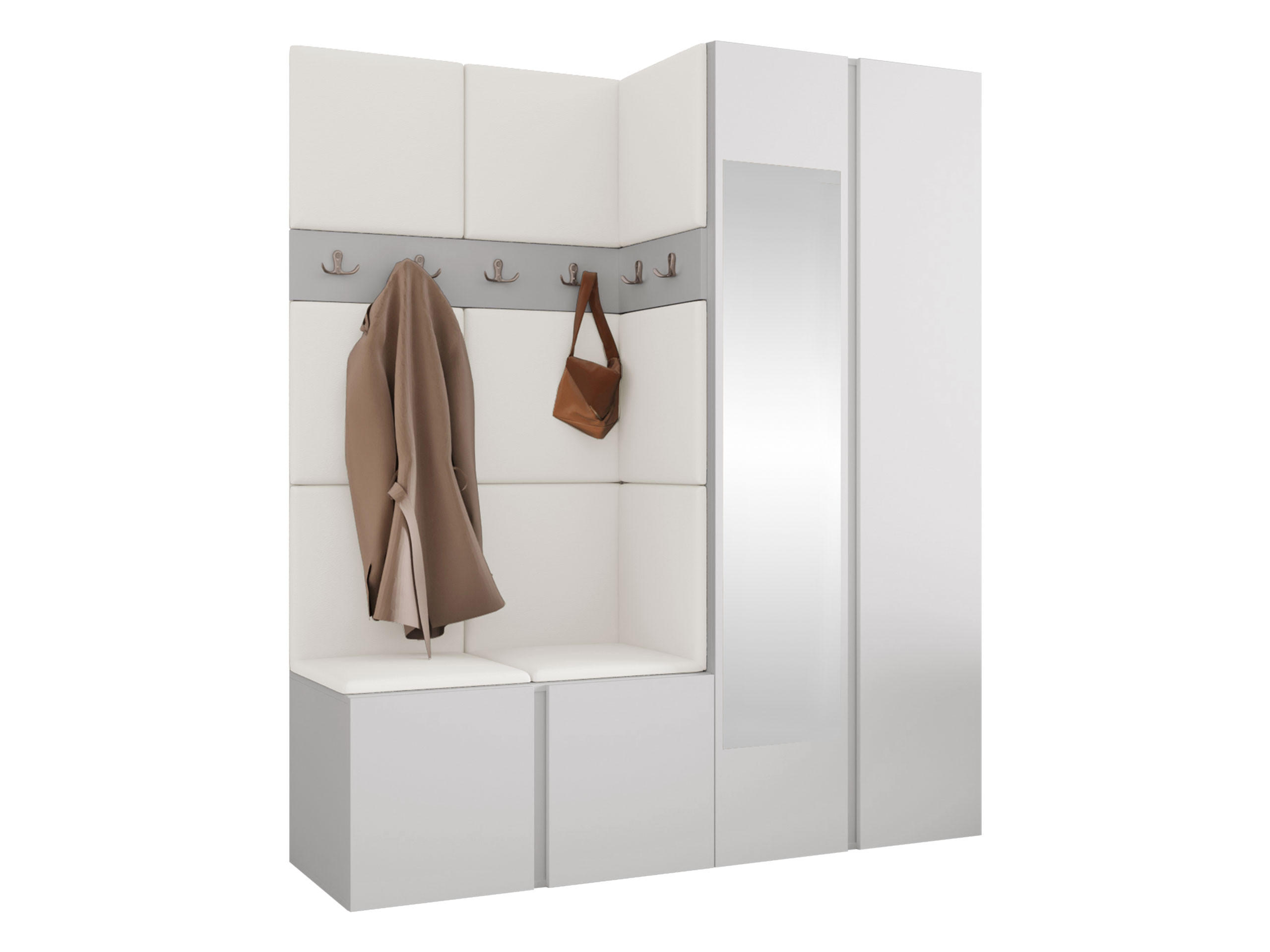 GARDEROBEN-SET Orion XII - Weiß, Holzwerkstoff/Kunststoff (158/186/46cm) - MIRJAN24