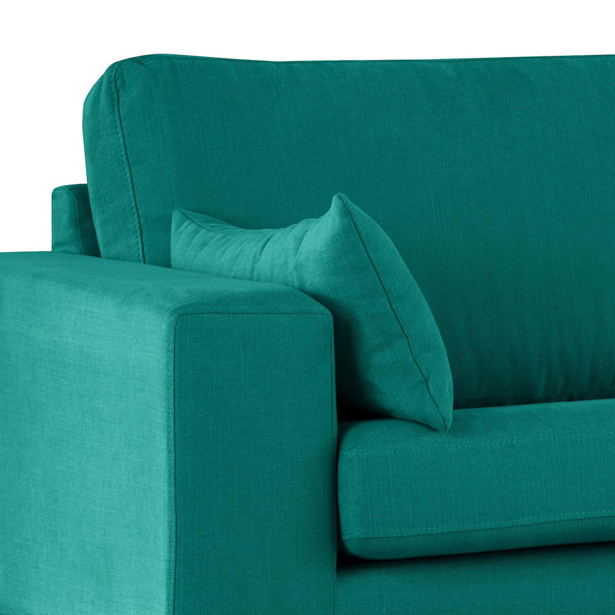 ECKSOFA mit Ottomane - Buchefarben/Petrol, Buchenholz/Textil (287/219cm) - home24