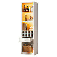 VITRINE 55x40x200 cm Weiß mit LED und 12 Fächern - Weiß, Holzwerkstoff (55/200/40cm) - FLIEKS