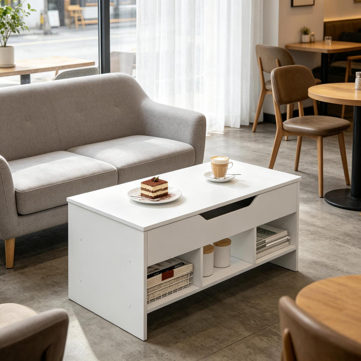 COUCHTISCH Weiß 96/51/45 cm - Weiß, Metall (51/96/45cm) - PANGIVO