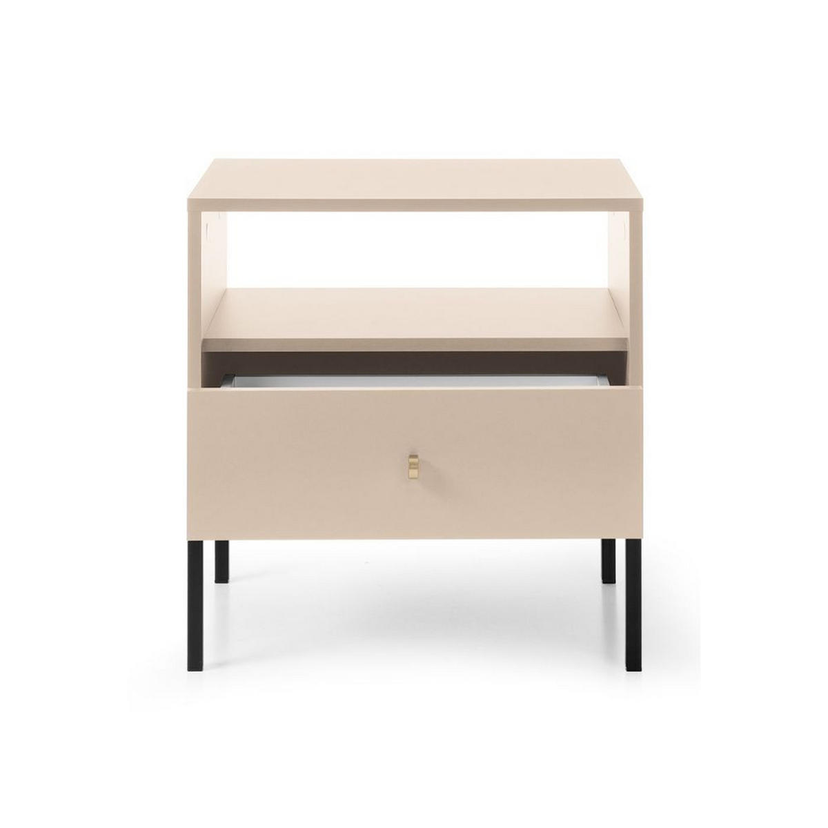 NACHTSCHRANK Monne Beige - Beige/Goldfarben, Holzwerkstoff/Metall (53.6/56.2/39cm) - Selsey