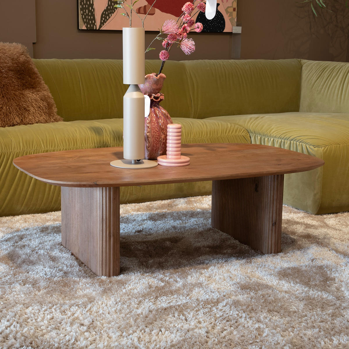 COUCHTISCH Dänisch oval natur Holz 120x70x38 cm - Juro - Braun, Holz (120/70/38cm) - Giga Meubel