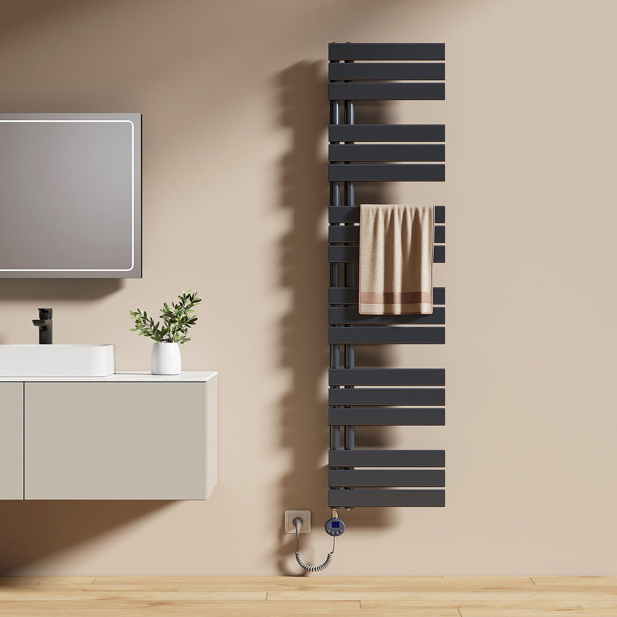 HEIZKÖRPER Elektrisch WLAN Thermostat Anthrazit - Anthrazit, Metall (40/159.9/5.9cm) - EMKE
