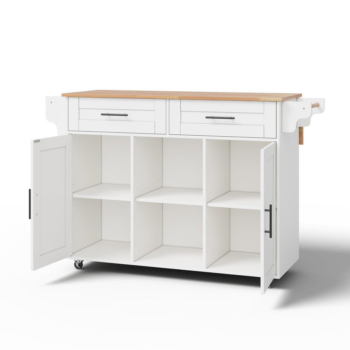 KÜCHENINSEL 145/70/94,5 cm weiß aus MDF mit Klappplatte - Weiß, Holzwerkstoff (145/94.5/70cm) - OKWISH