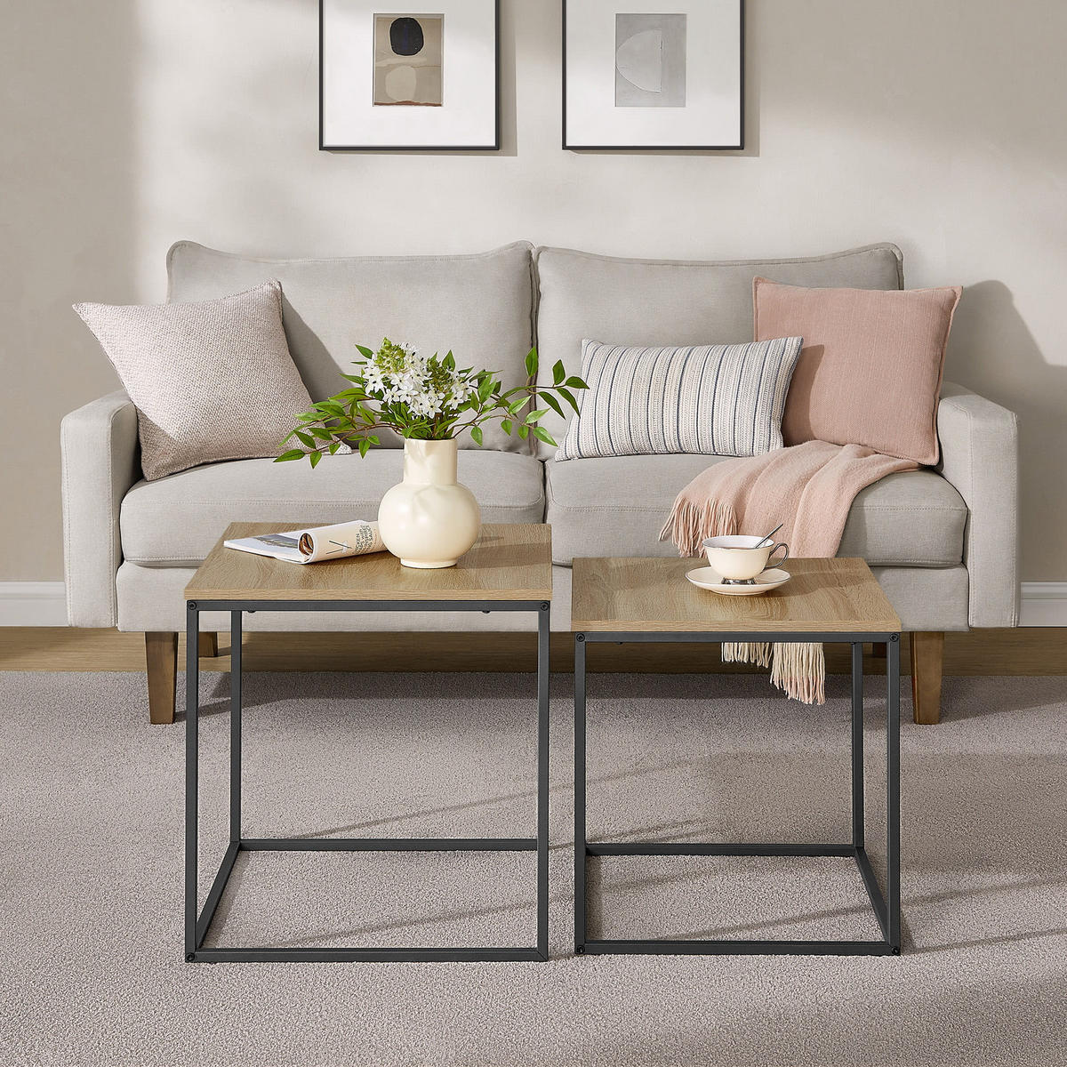 COUCHTISCH 2er Set quadratisch - Sonoma Eiche, Holzwerkstoff (50/50/50.5cm) - Mat-Haus