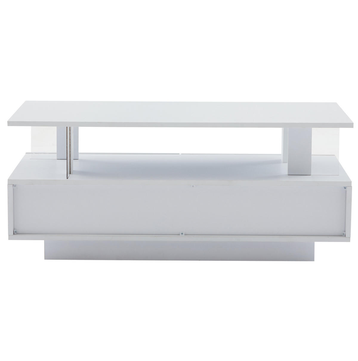 KONFERENČNÍ stolek z akrylu, 100/50/42 cm bílý, LED osvětlení a 2 zásuvky - bílá, kompozitní dřevo (100/50/42cm) - BEAOK