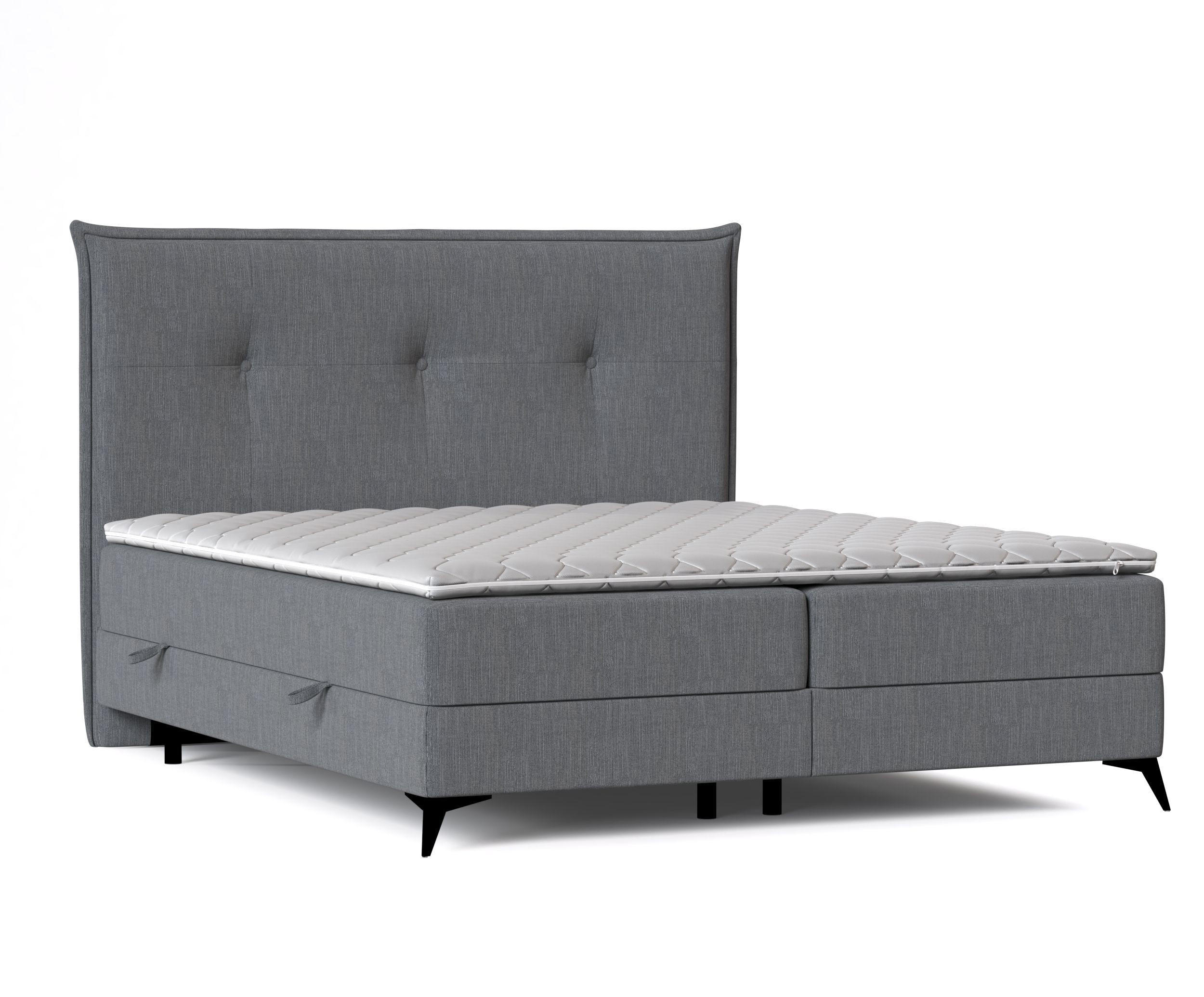 BOXBETT Menzzo Dunkelgrau 160/200 cm mit Matratze und Topper - Dunkelgrau/Schwarz, Holz/Holzwerkstoff (160/200cm) - Maison de Reve